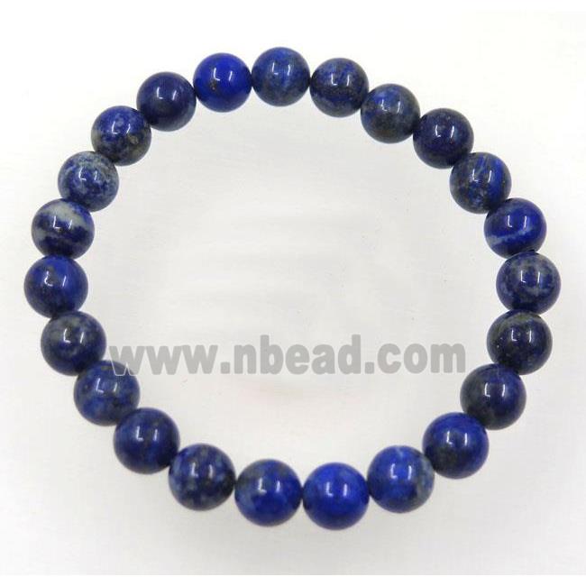 round blue Lapis Lazuli bead bracelet, stretchy