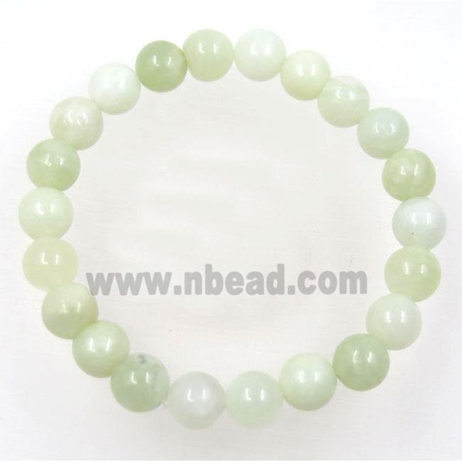 New Mountain Jade bead bracelet, round, stretchy