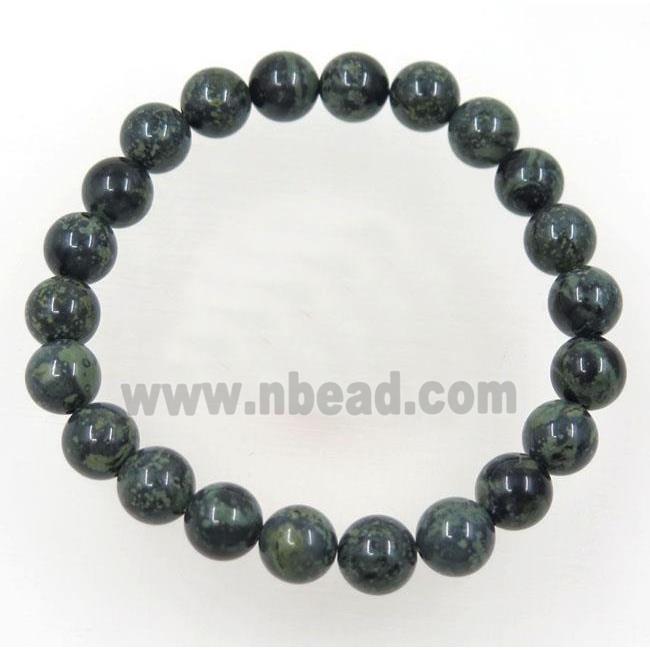 round malachite bead bracelet, stretchy