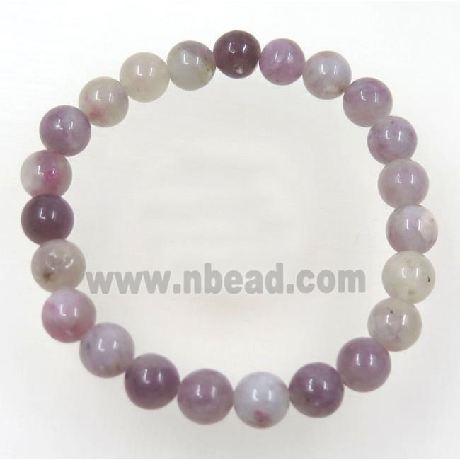 African lilac jasper bead bracelet, round, stretchy