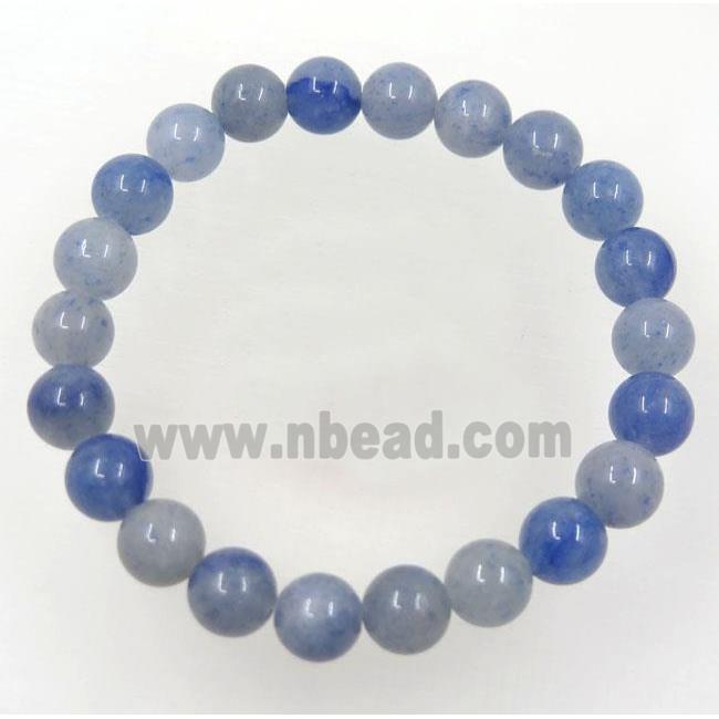 Blue Aventurine bead bracelet, round, stretchy