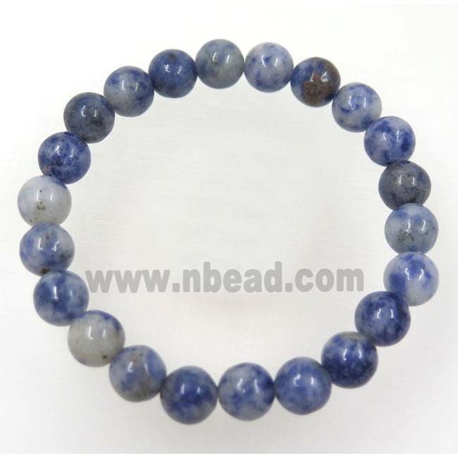 blue spotted dalmatian jasper beads bracelet, stretchy
