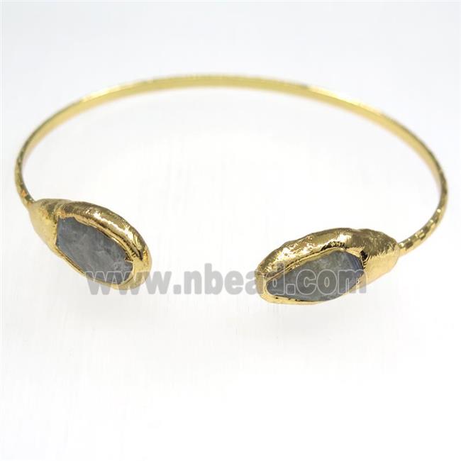 Labradorite cuff bangle, gold plated