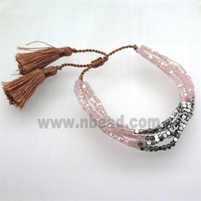 handmade Adjustable bracelet with crystal glass bead