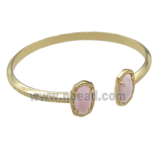 copper bangle with Queen Shell, resizable, gold plated