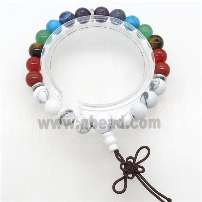Chakra Bracelets with white howlite, stretchy
