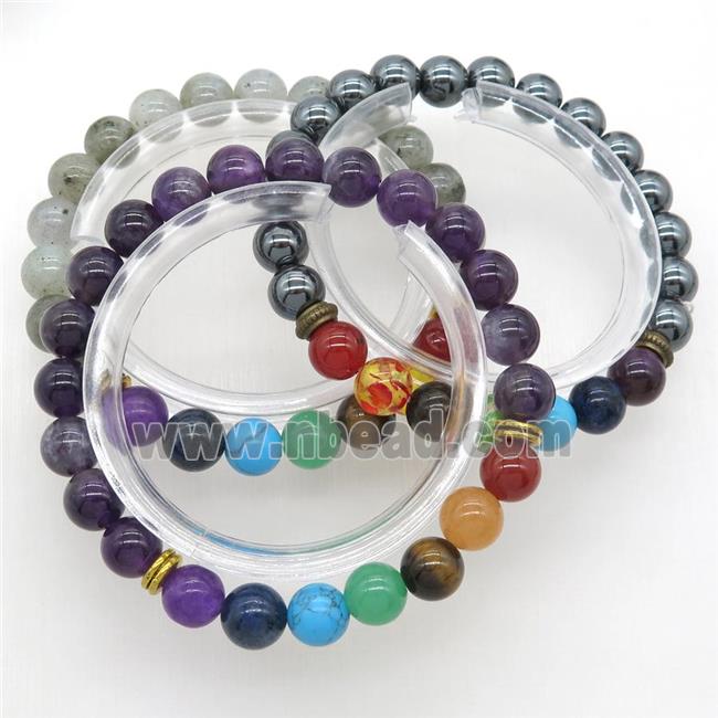Chakra Bracelets with gemstone, mixed, stretchy