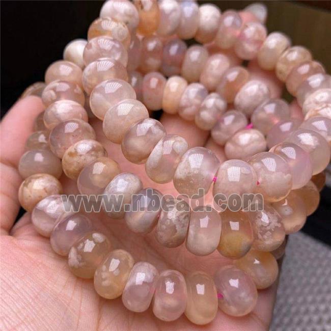 Cherry blossom Agate Bracelets, rondelle, AA-grade, stretchy