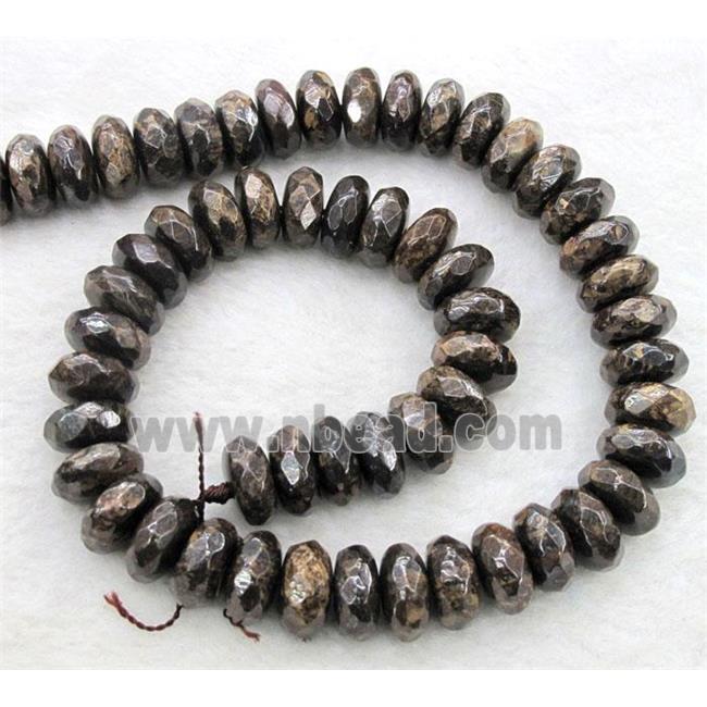 Bronzite Beads, faceted rondelle