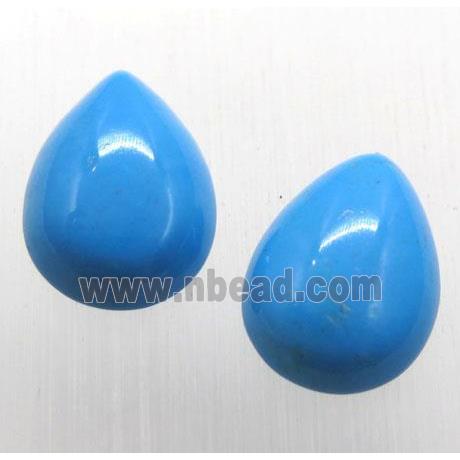 natural turquoise teardrop cabochon, blue treated