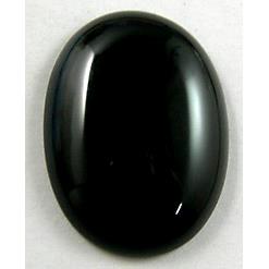 Black Onyx, Cabochon, flat-back oval