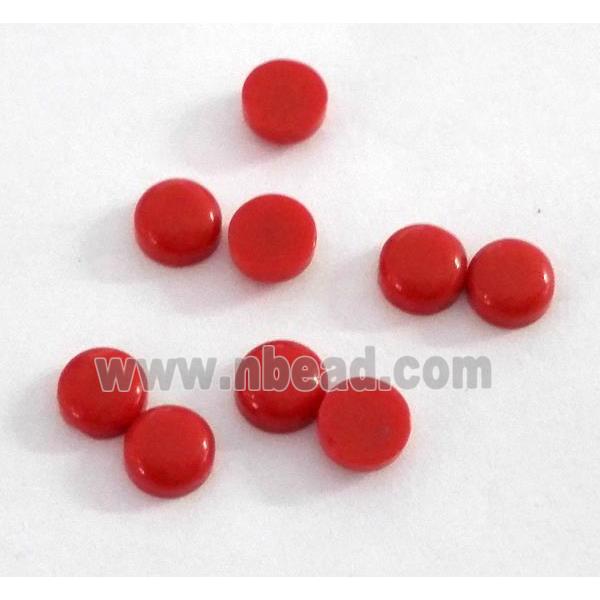 red coral cabochon, round