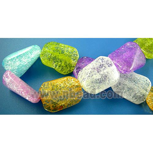 Chinese Crackle Crystal beads, Twist Rectangle