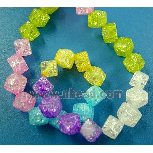 Chinese Crackle Crystal beads, cube