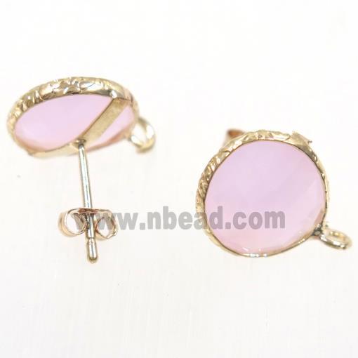 pink Chinese Crystal Glass earring studs