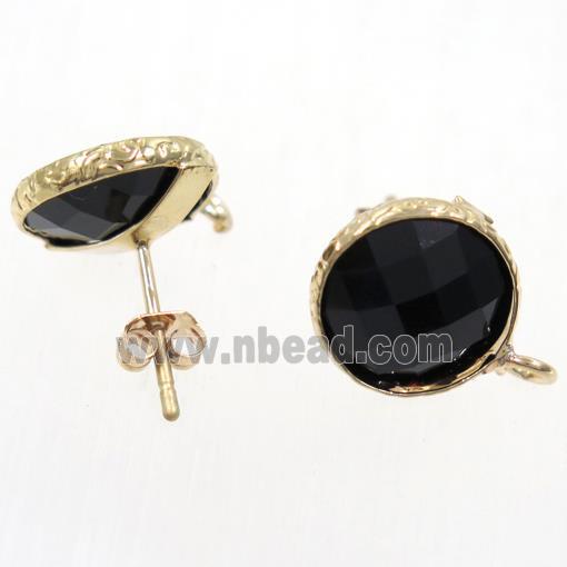 black Chinese Crystal Glass earring studs