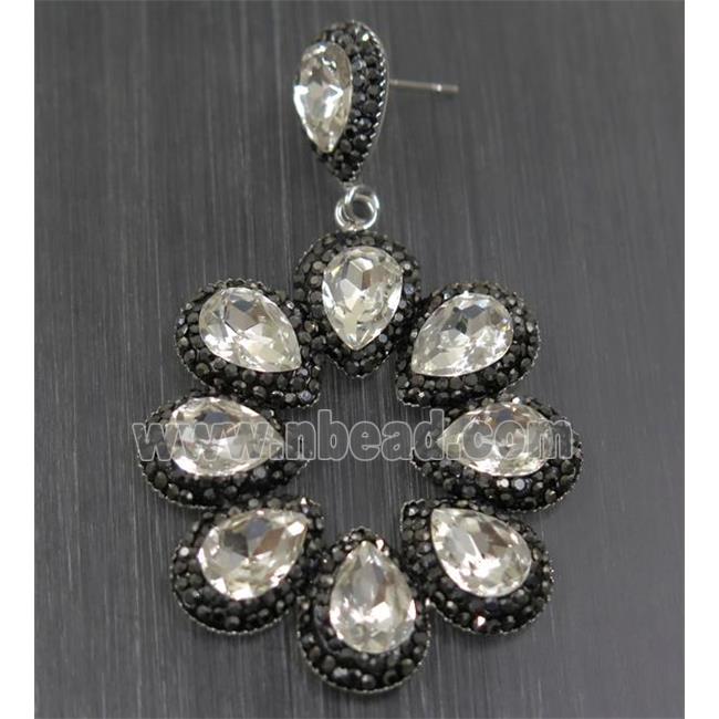 Chinese Crystal Glass Earring pave rhinestone