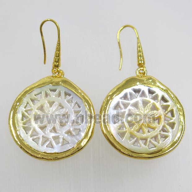 pearlized shell earring, 24k gold plated
