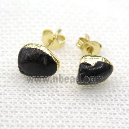 black Tourmaline earring studs, gold plated