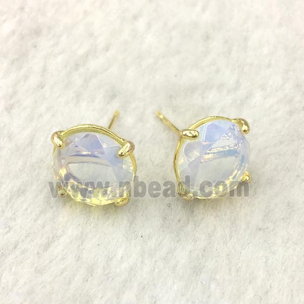 white Opalite Stud Earring, gold plated