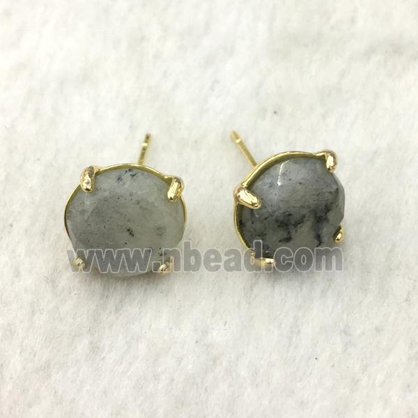 Labradorite Stud Earring, gold plated