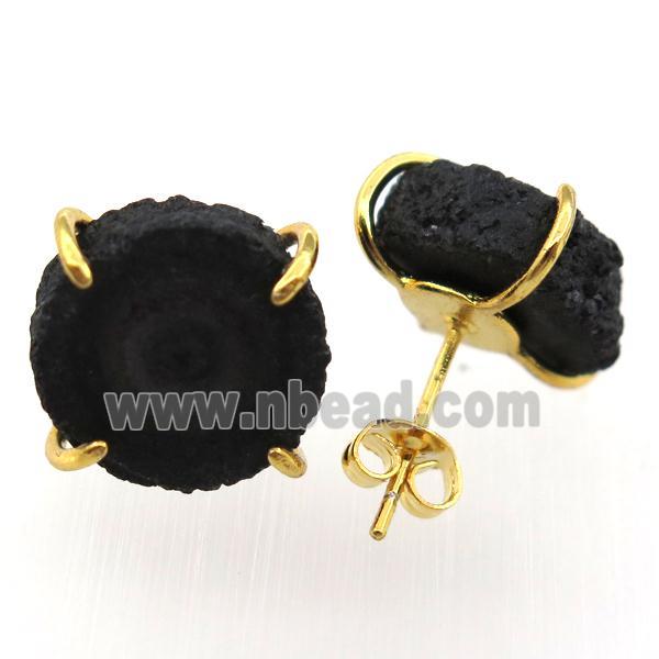 black solar quartz druzy studs earring