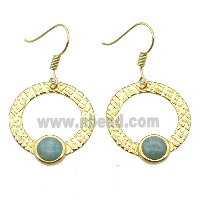copper hook Earrings with Amazonite, gold plated