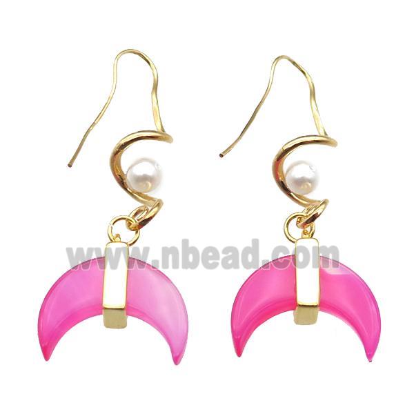 hotpink shell Earring, gold plated