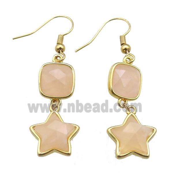 peach MoonStone hook Earring, gold plated