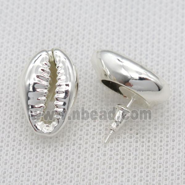 Conch Shell stud Earrings, silver plated