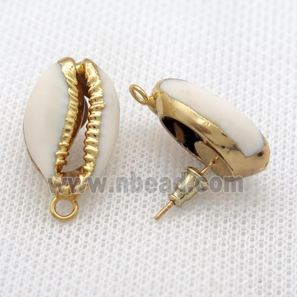 Conch Shell stud Earrings, gold plated