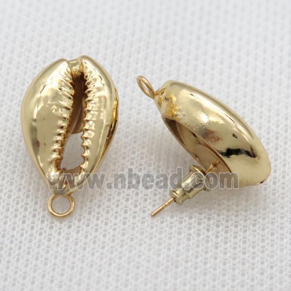 Conch Shell stud Earrings with bail, gold plated