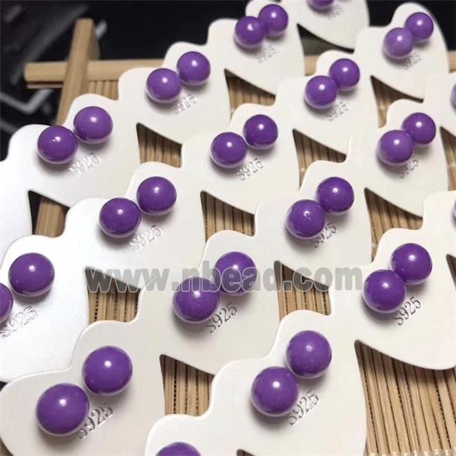 purple Lepidolite stud Earrings with 925 sterling silver
