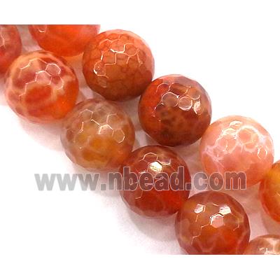faceted round ruby Fire Agate beads, grade A
