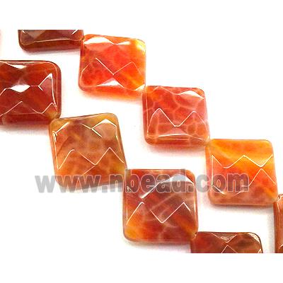 ruby fire Agate beads, faceted square, corner-drilled, grade A