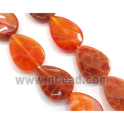 ruby Fire Agate beads, faceted teardrop, grade A