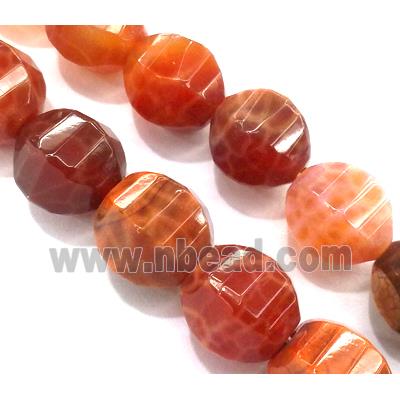 ruby fire Agate beads, faceted lantern, grade A