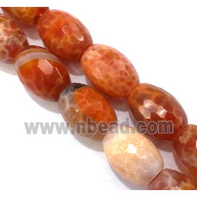 ruby fire Agate beads, faceted barrel, grade A