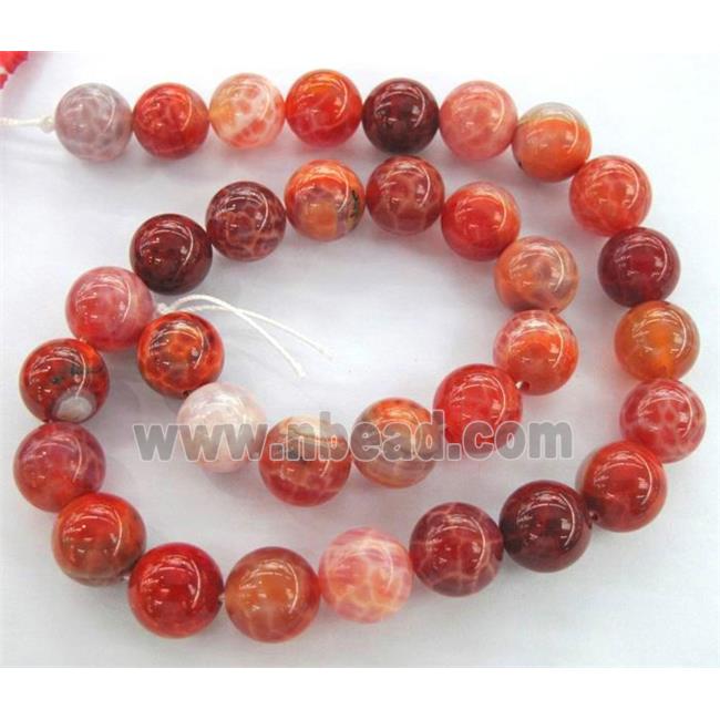 round Fire Ruby Agate beads, grade A