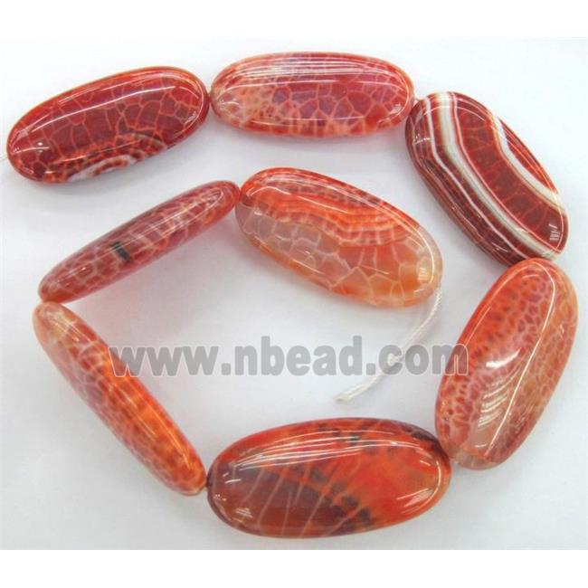 Fire Ruby Agate beads, oval, grade A