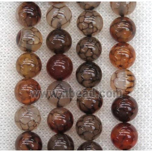 round coffee Veins Agate beads
