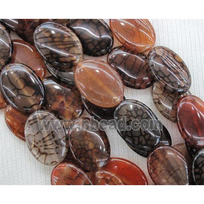 coffee veins Agate beads, oval