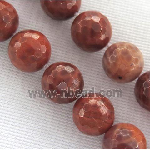 Ruby Fire Agate Beads, faceted round