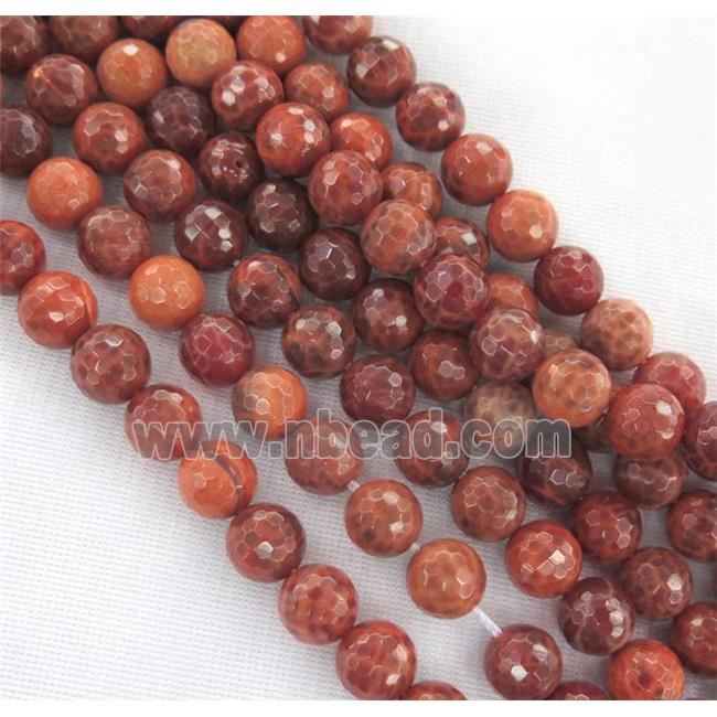 Ruby Fire Agate Beads, faceted round