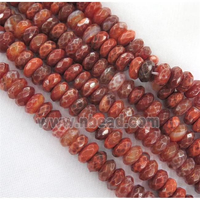 ruby Fire Agate Beads, faceted rondelle