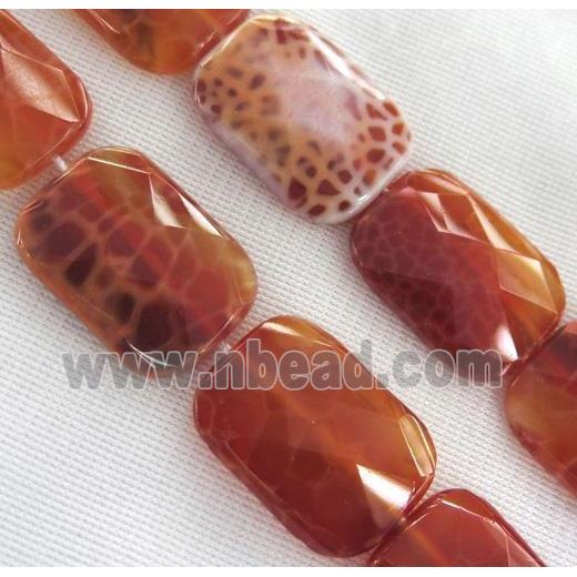 ruby Fire Agate Beads, faceted Oblong