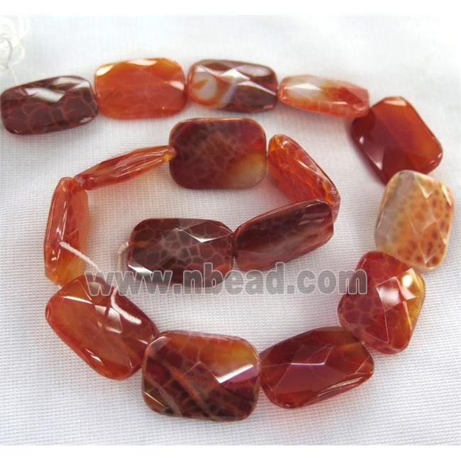 ruby Fire Agate Beads, faceted Oblong