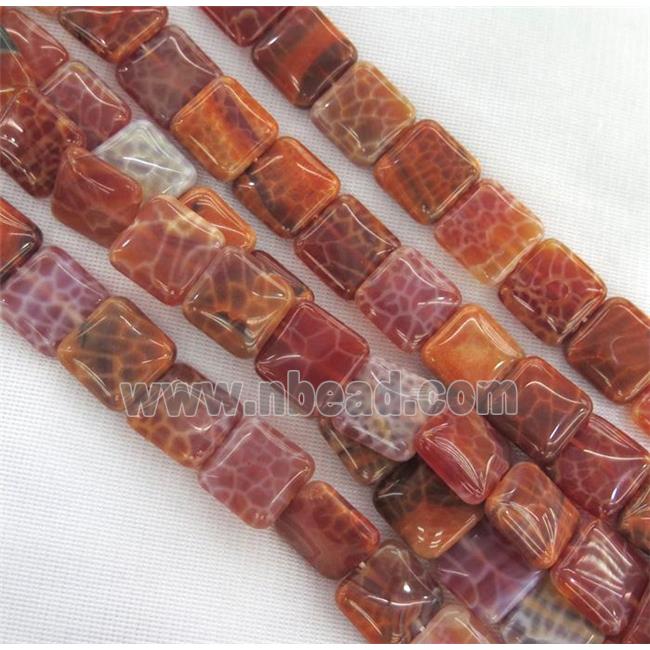 ruby fire agate beads, square