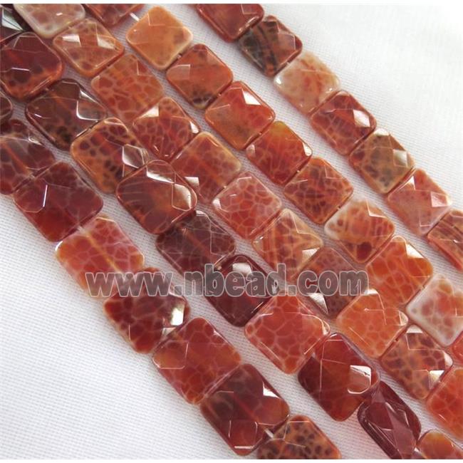 ruby fire agate bead, faceted square