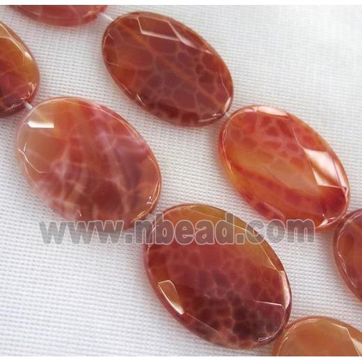 ruby fire agate beads, faceted oval